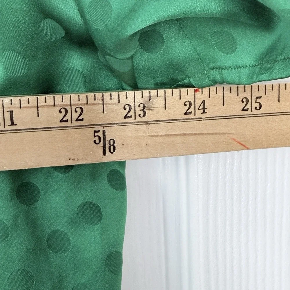 VTG‎ Victoria's Secret LARGE Green Satin 2 Piece Pajama Set Gold Label Elastic